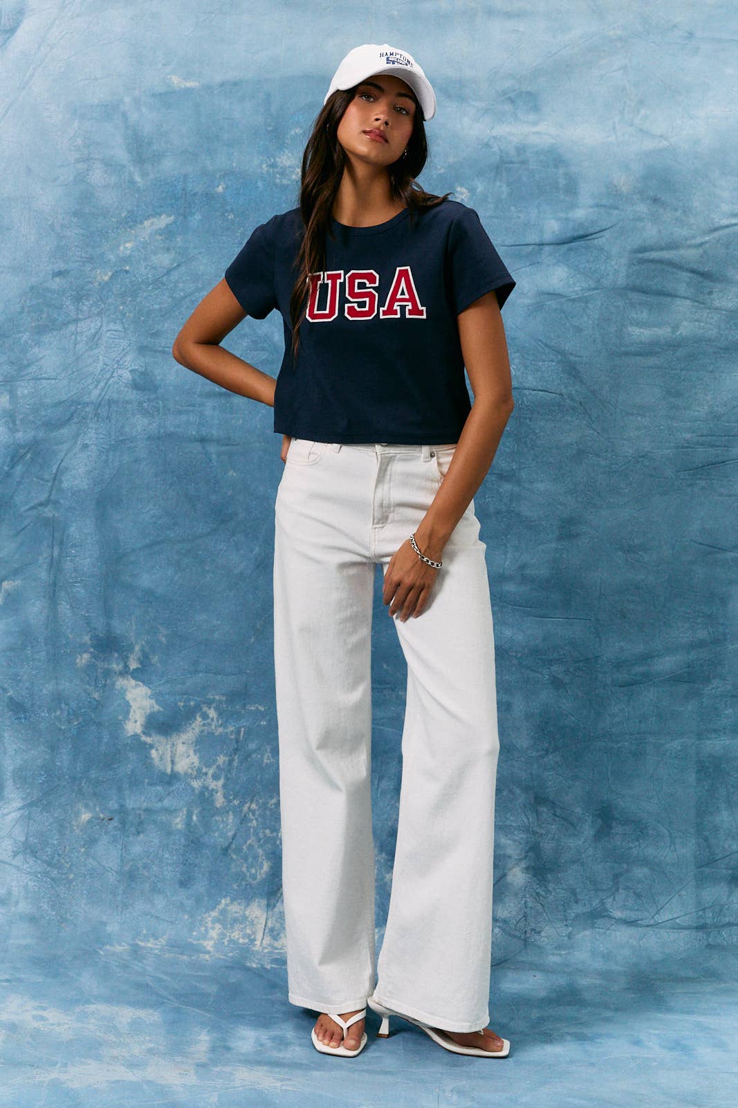 USA SHORT SLEEVE ROUND NECK BABY TEE: NAVY