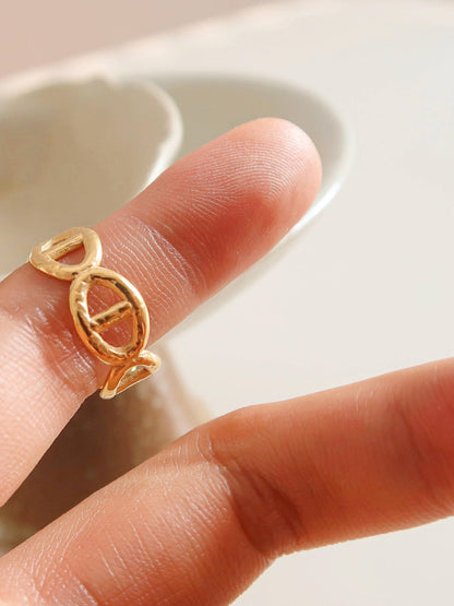 Irina Gold Non-Tarnish Adjustable Chain Ring: Yellow Gold