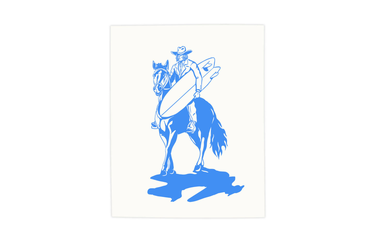 Ramblin' Surf Cowboy Print - Blue - Illustration Poster