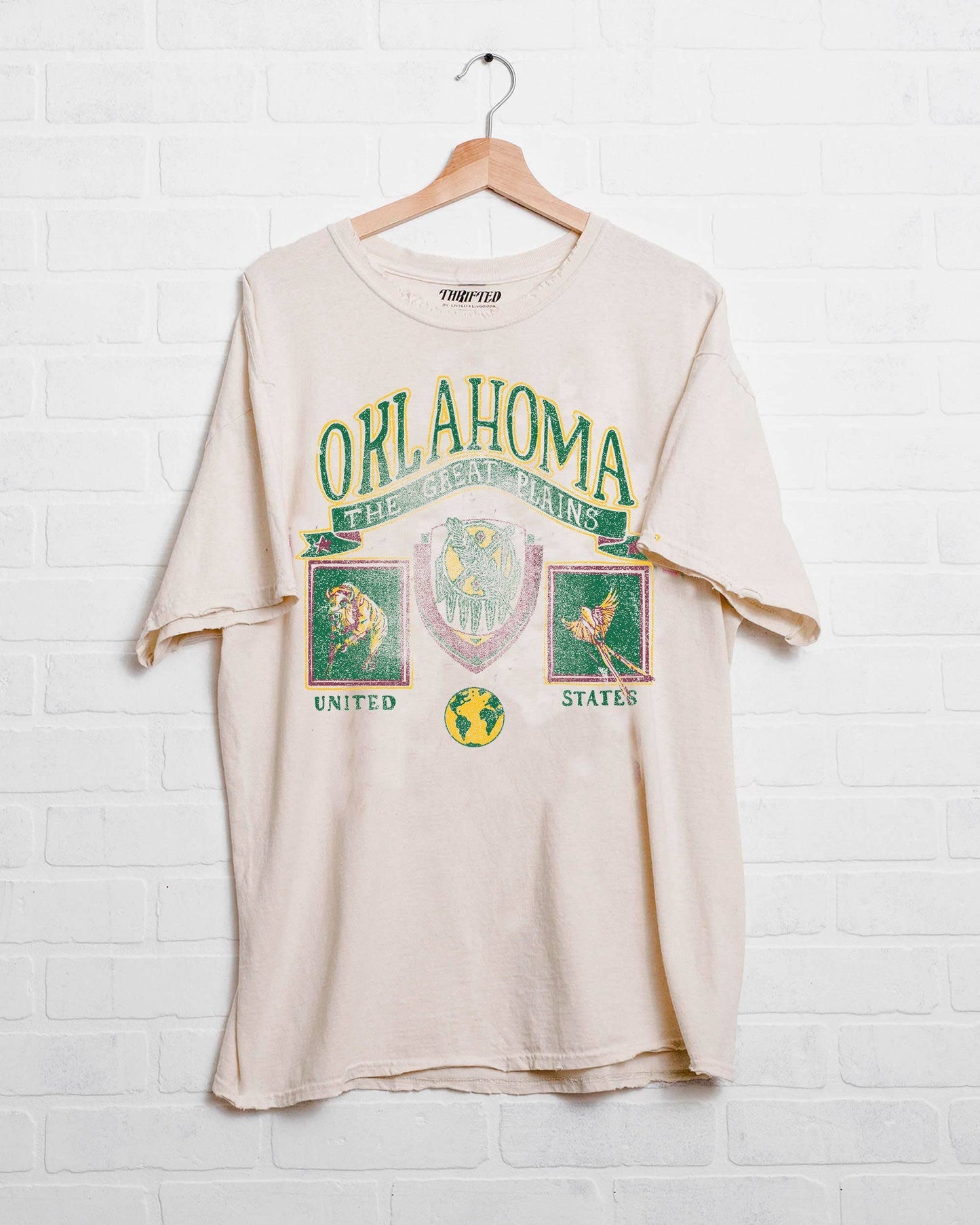 Oklahoma Patch Off White Thrifted Graphic Tee