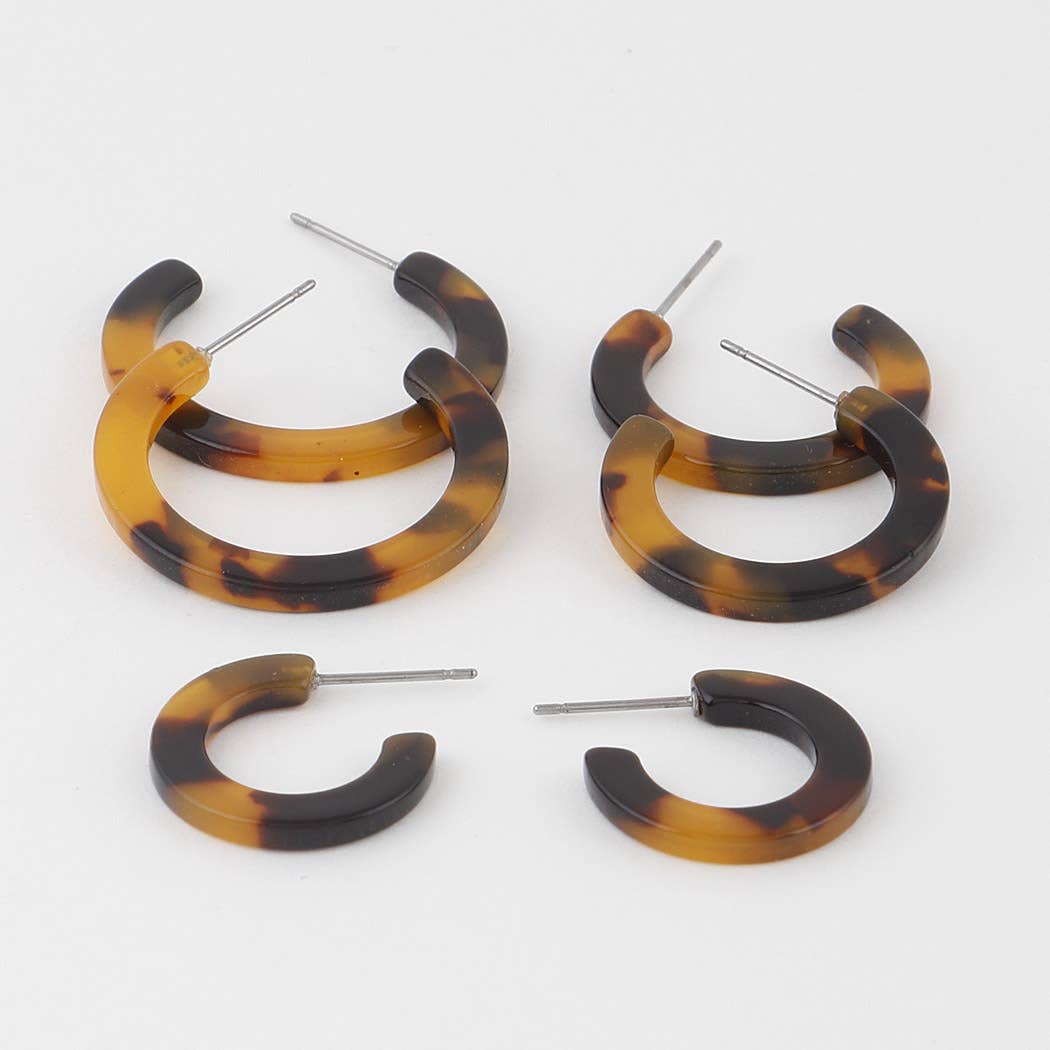 Marble Hoop Earrings Set