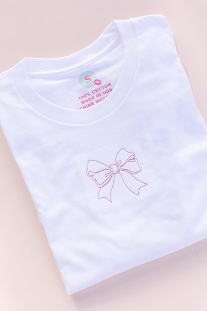 Coquette Trending Bow Embroidery Graphic Tee