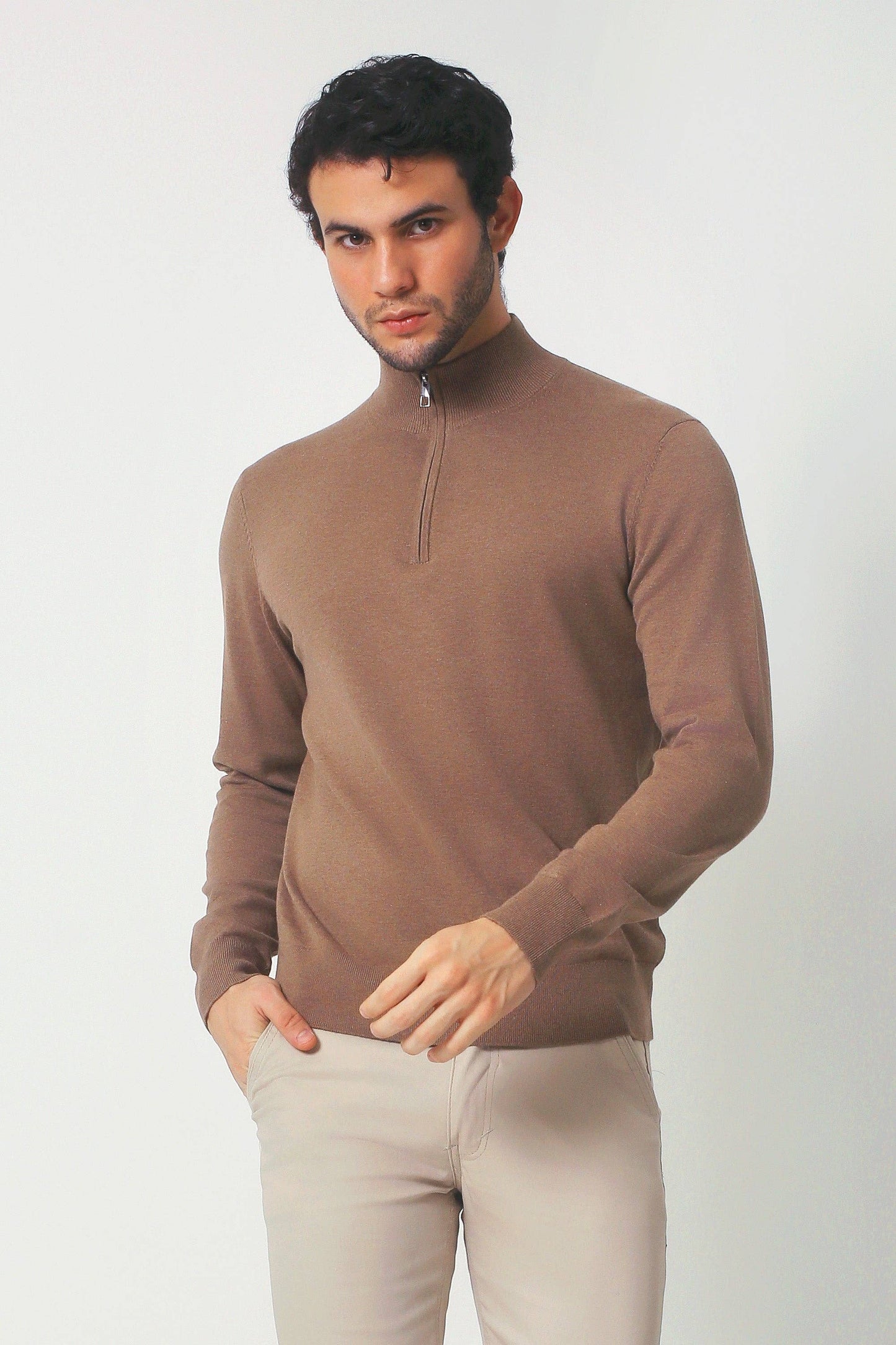 Everyday Quarter Zip Sweater - Acorn Brown