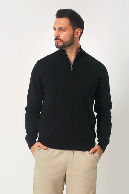 Everyday Quarter Zip Sweater - Black